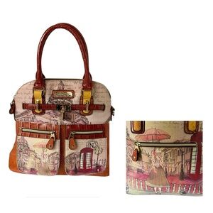 Nicole Lee Premium European Scenes Vegan Leather Satchel